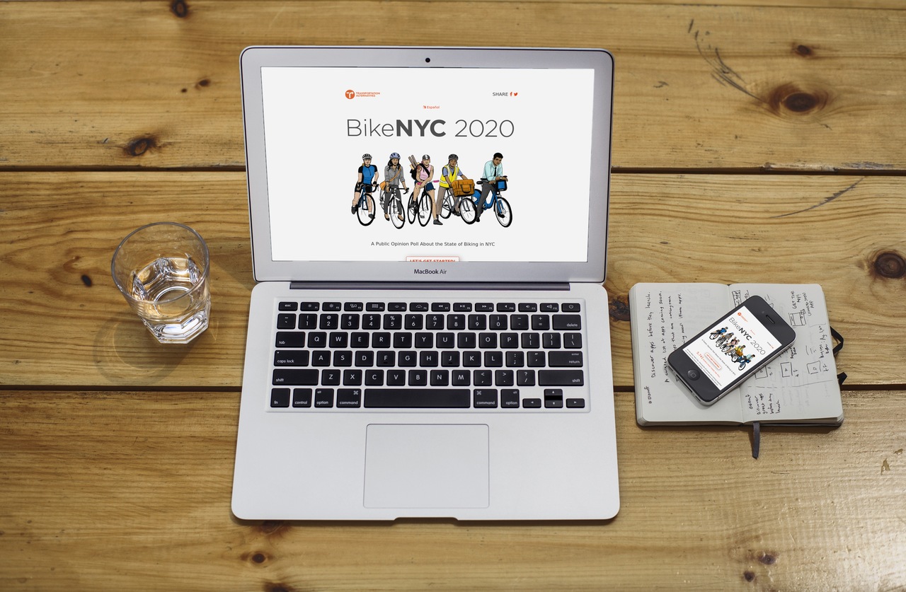 An image of a computer displaying the BikeNYC2020 site.
